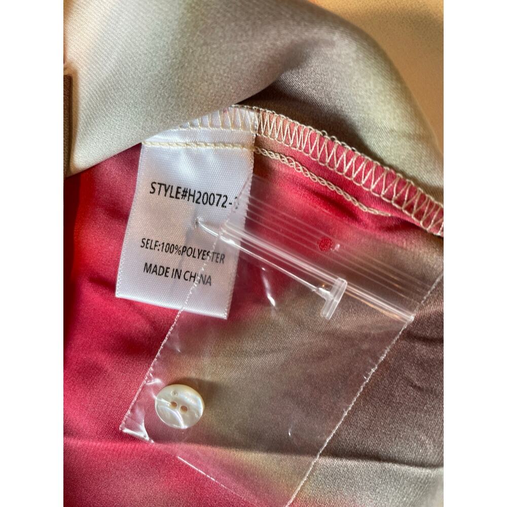 Jodifl Satin Blouse NEW Sz M Button Up Long Sleeves Watercolor Print Colorful - Picture 6 of 9